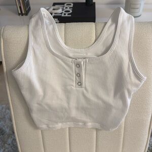 Bombshell sportswear
Henley long Bra WHITE
Size Small 
Worn 1 time